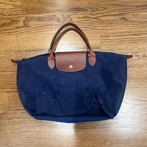 Longchamp Navy and Brown Tote Bag